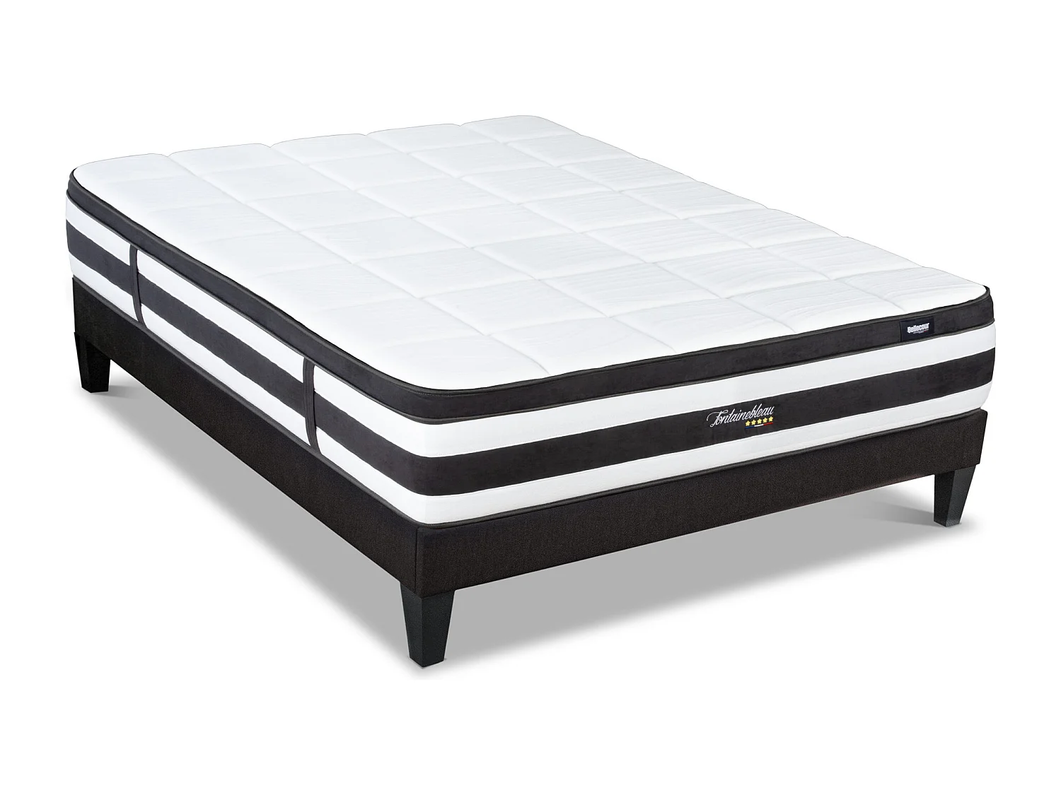 BELLECOUR LITERIE | Ensemble FONTAINEBLEAU 90x200 cm | Matelas Ressorts ensachés + Sommier Bois