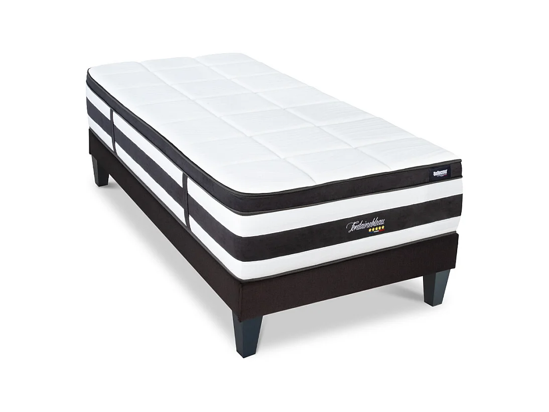 BELLECOUR LITERIE | Ensemble FONTAINEBLEAU 90x200 cm | Matelas Ressorts ensachés + Sommier Bois