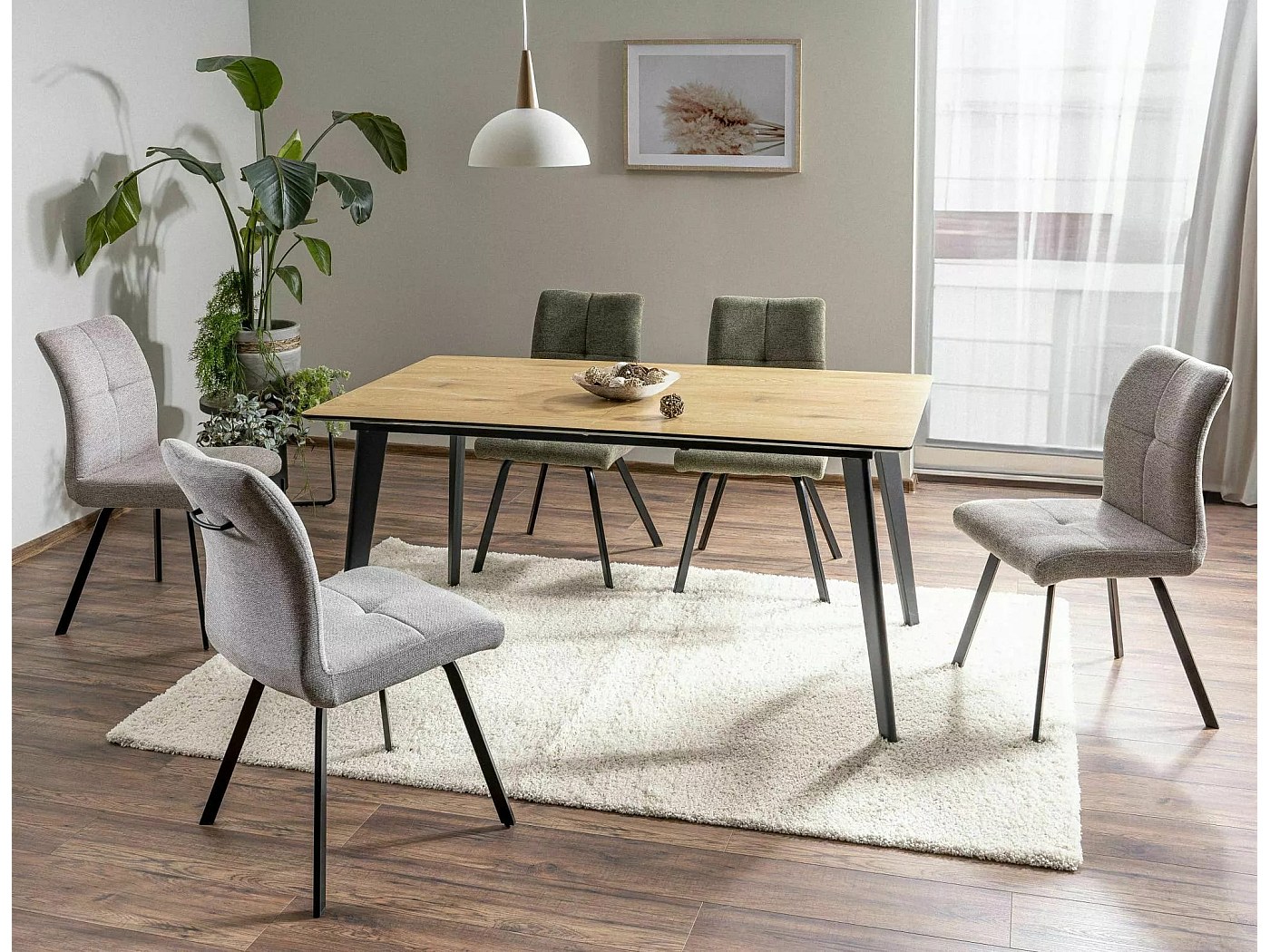 Tavolo da pranzo rettangolare per 4-6 coperti - Legno massello - 117 x 68 x 75 cm - Grigio