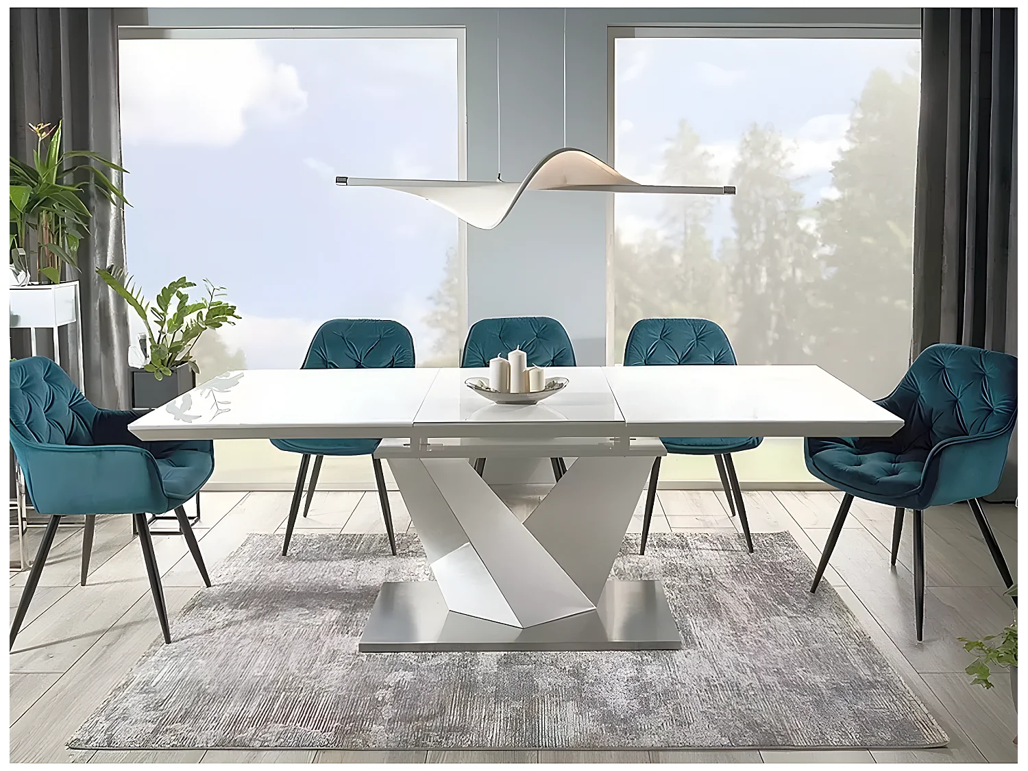 Tavolo da pranzo Alaras III/Bianco/80x180/In Magazzino