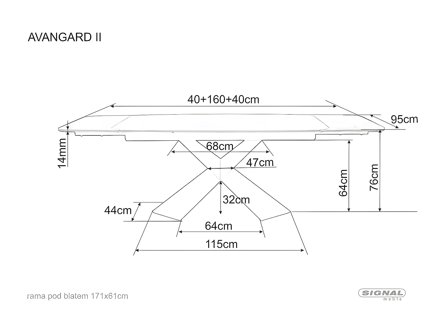 Mesa de jantar Avangard/Cerâmica/Preto/95x240