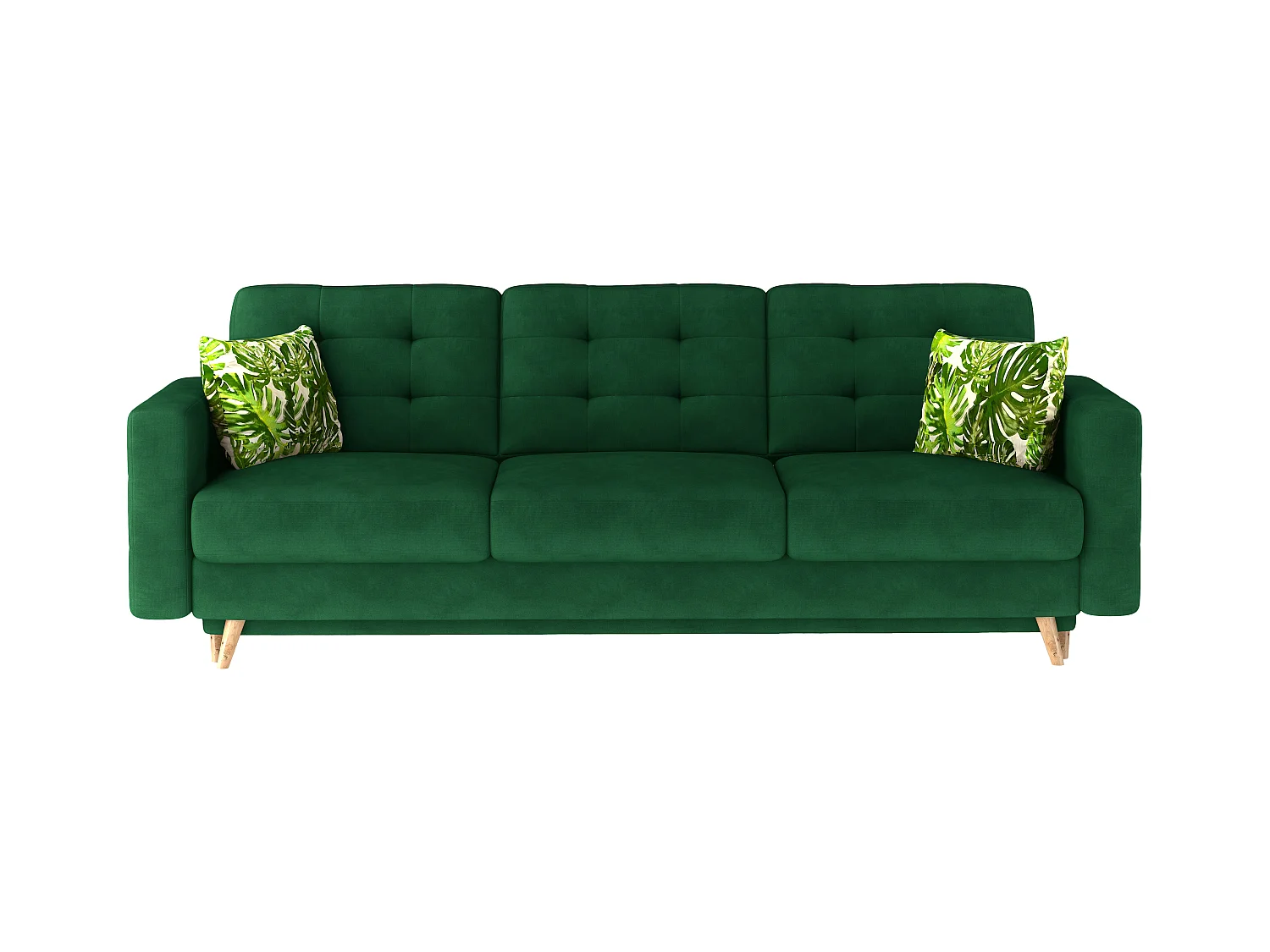 ANSKA fluwelen slaapbank - Poten van natuurlijk hout-Kleur Spinazie groen