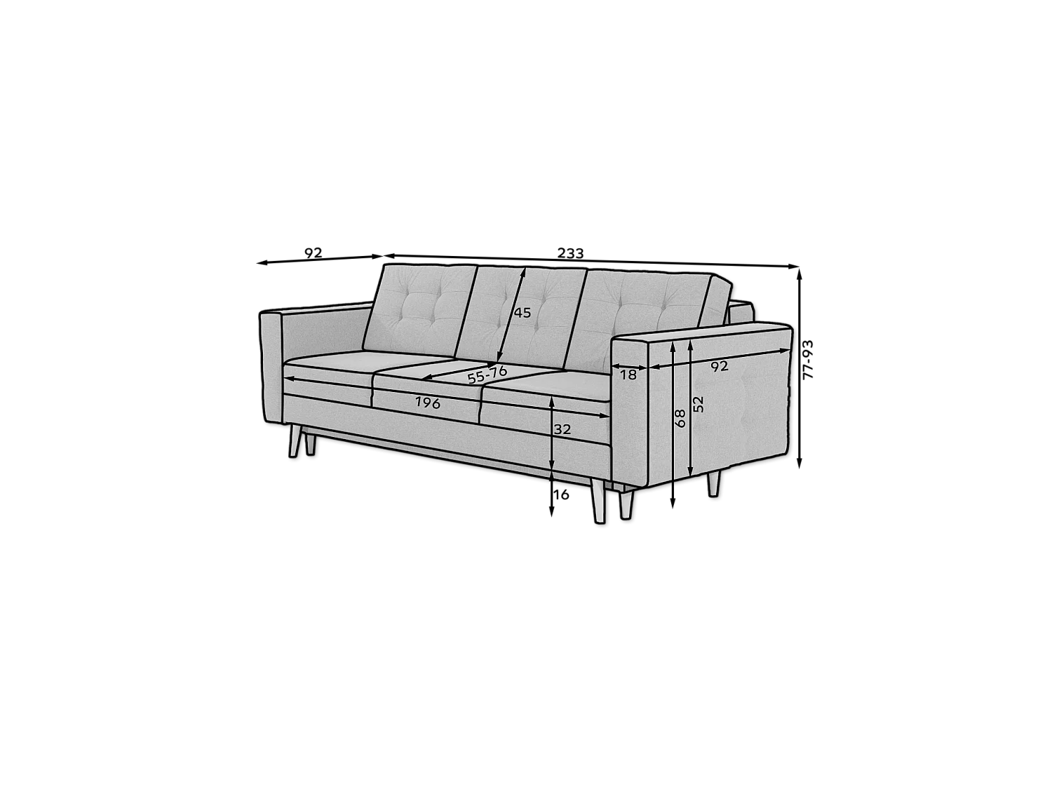 3 Pers. Canapé Tavia/Tissu/Marron