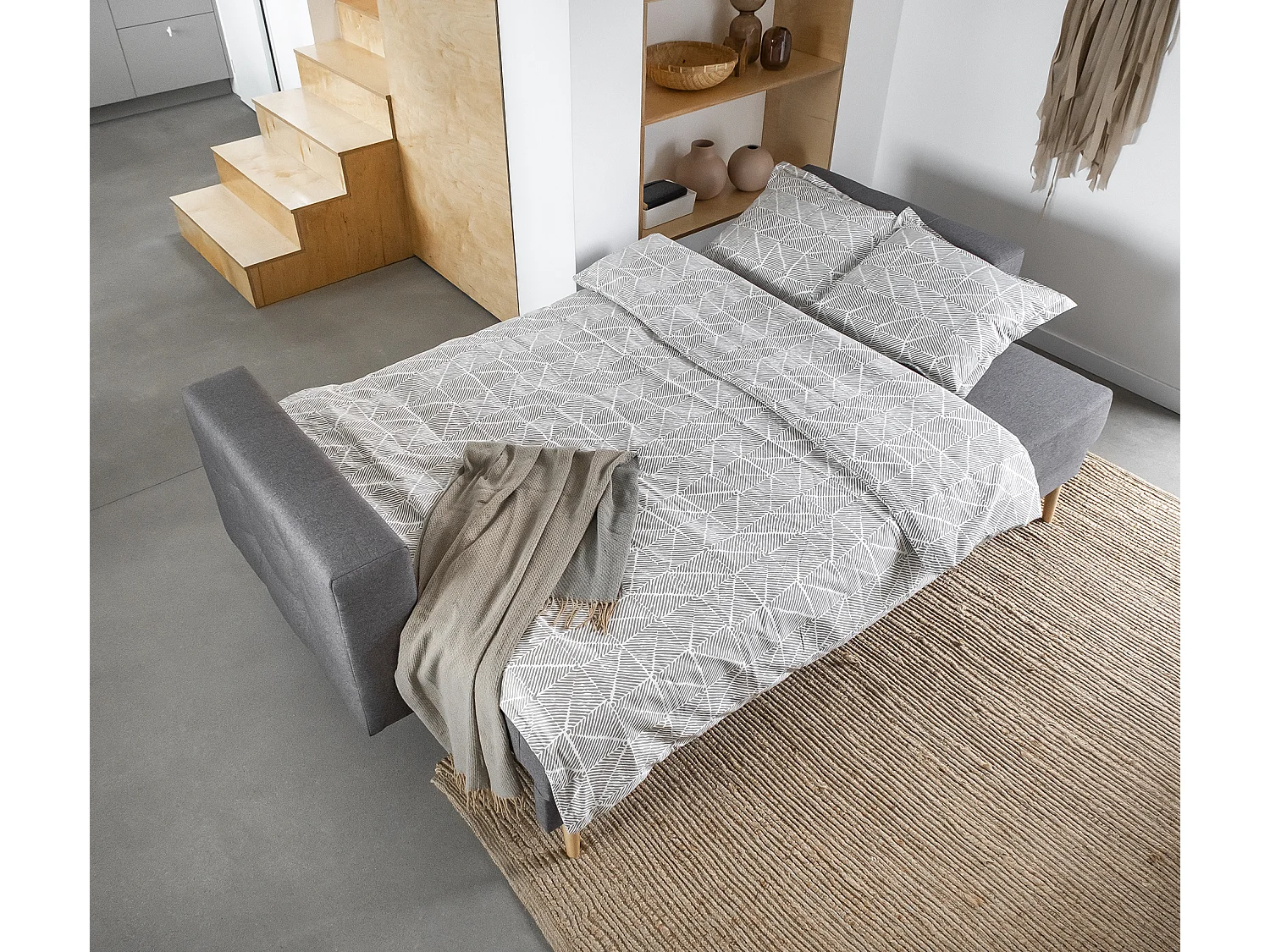 Canapé convertible 3 places en tissu gris anthracite