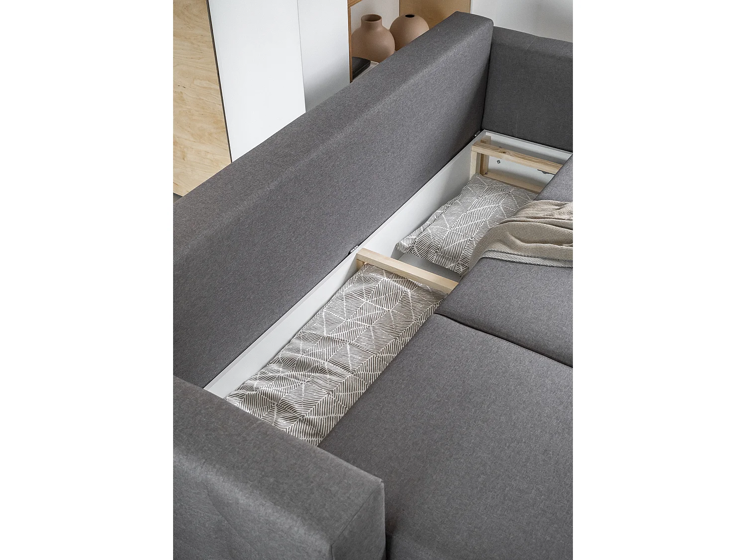 Canapé convertible 3 places en tissu gris anthracite