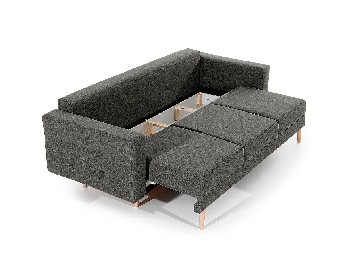 Canapé convertible 3 places en tissu gris anthracite