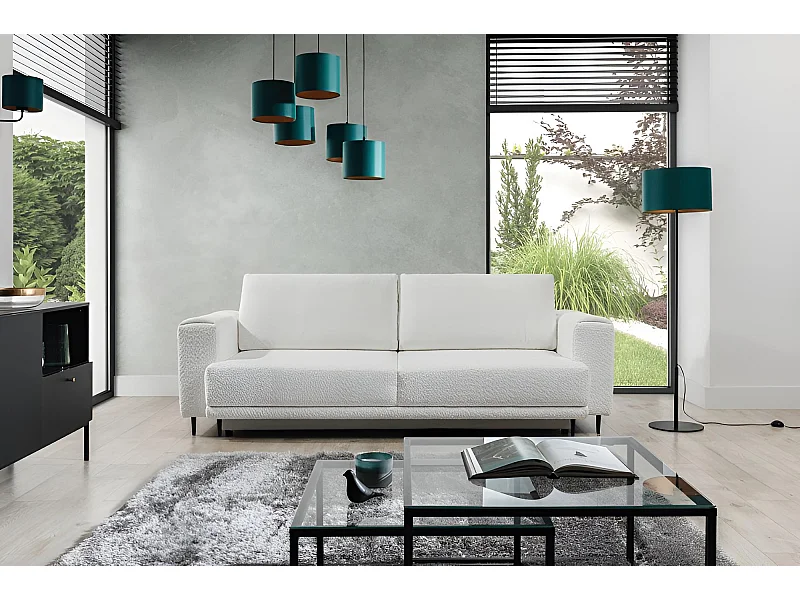 3 Pers. Couch Lexo Lux/Tissu-Bouclé/Blanc