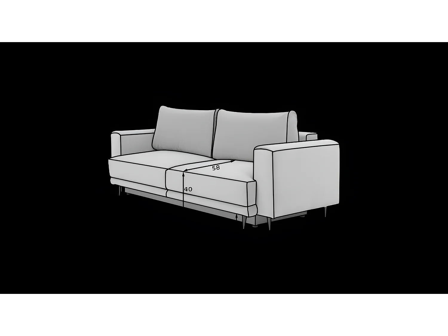 3 Pers. Couch Lexo Lux/Stoffbezug-Bouclé/Weiss