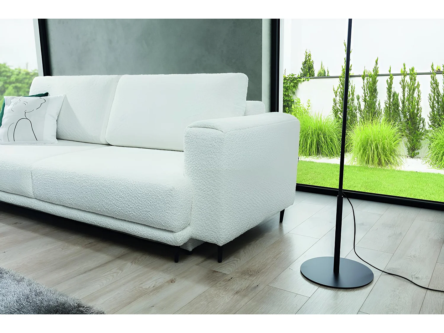 3 Pers. Couch Lexo Lux/Stoffbezug-Bouclé/Weiss