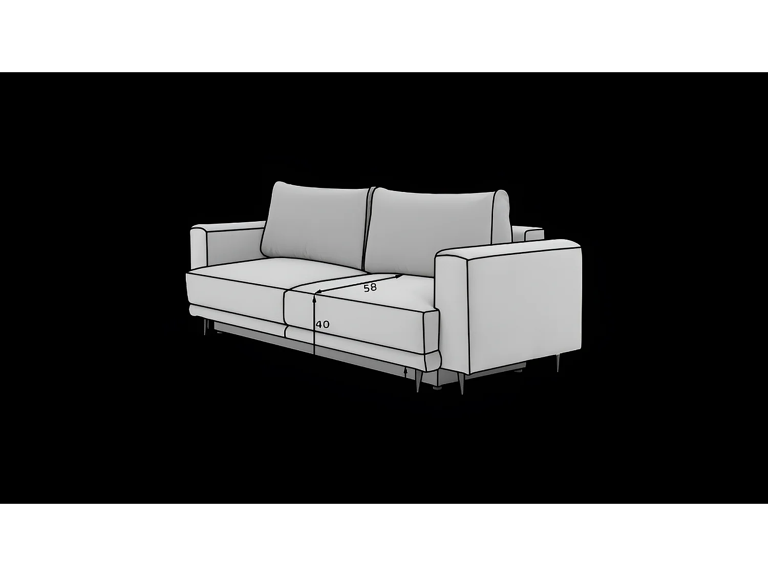 3 Pers. Couch Lexo Lux/Stoffbezug-Bouclé/Weiss