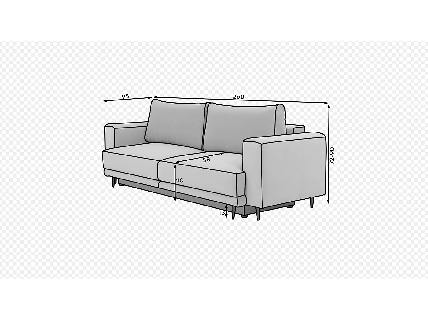 3 Pers. Couch Lexo Lux/Stoffbezug/Grau