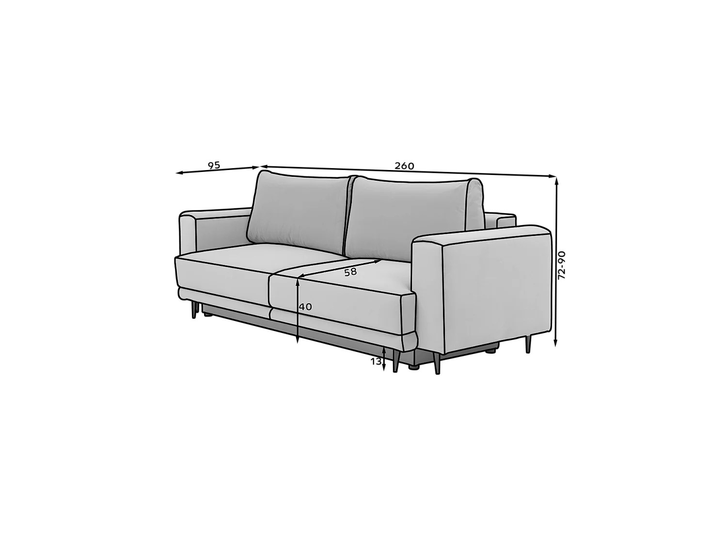 3 Pers. Couch Lexo Lux/Stoffbezug/Grau