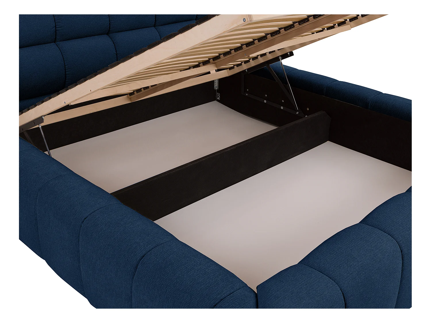 Lit coffre 180 x 200 cm - Tissu - Bleu nuit + Matelas - FORVIK II de Pascal Morabito