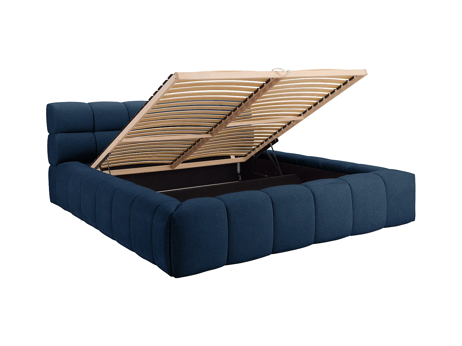 Lit coffre 180 x 200 cm - Tissu - Bleu nuit + Matelas - FORVIK II de Pascal Morabito