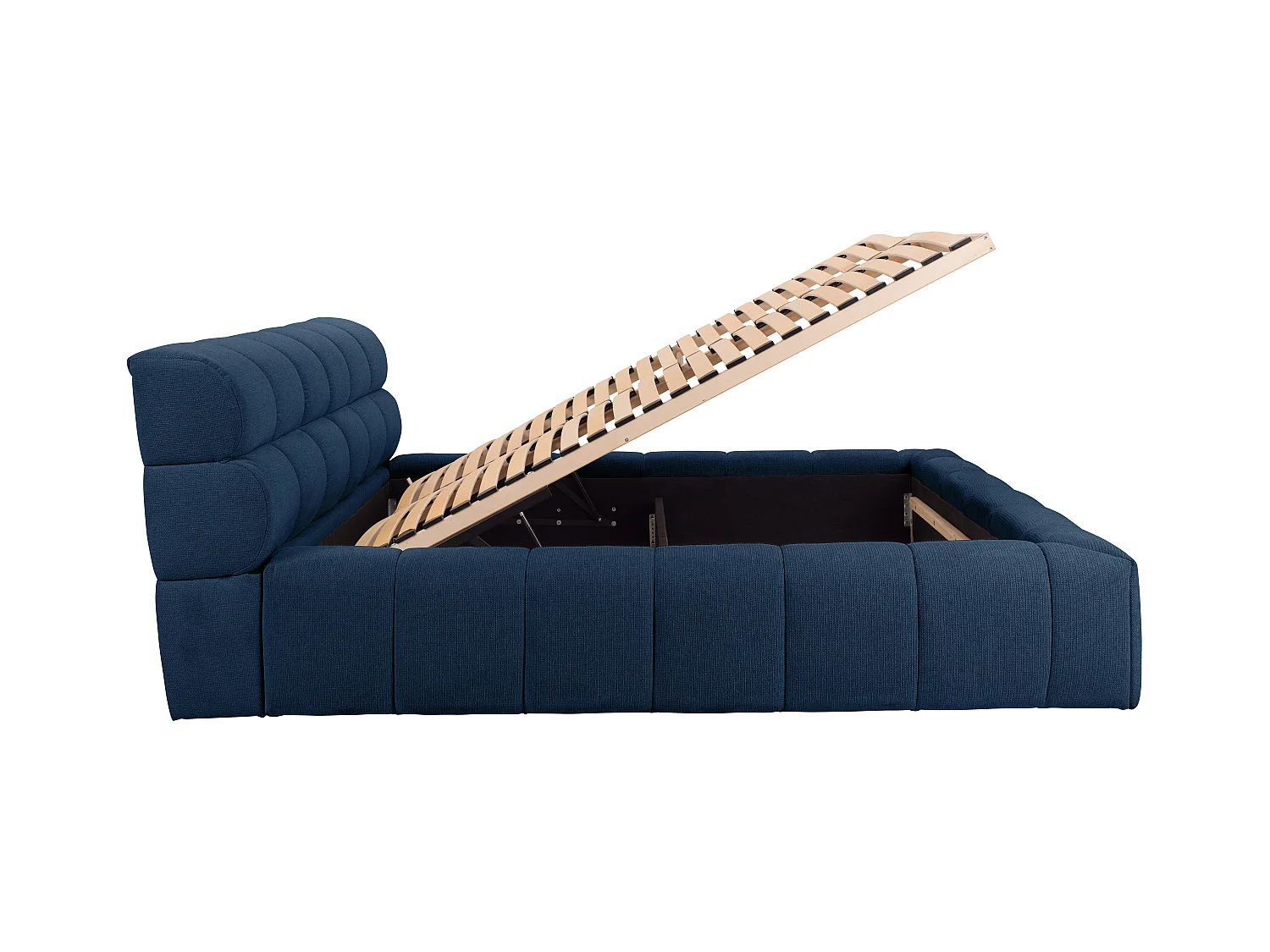 Bed met opbergruimte 160 x 200 cm - Stof - Donkerblauw + matras - FORVIK II van Pascal Morabito