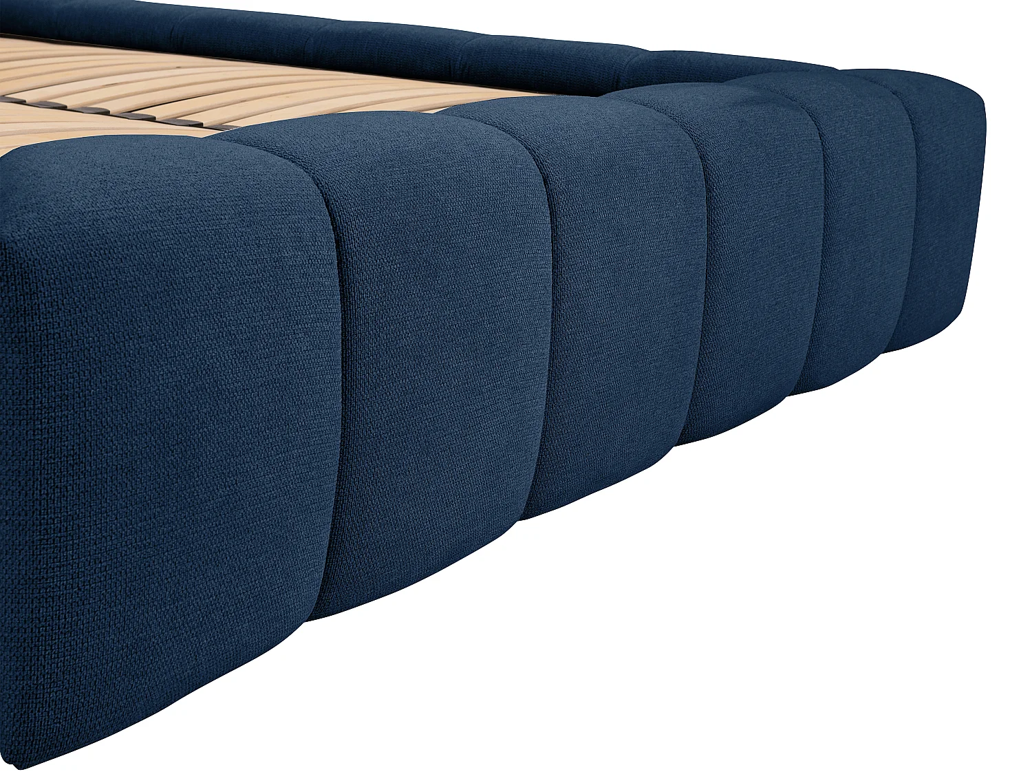 Letto con contenitore 160 x 200 cm Tessuto Blu notte + Materasso  - FORVIK II di Pascal Morabito