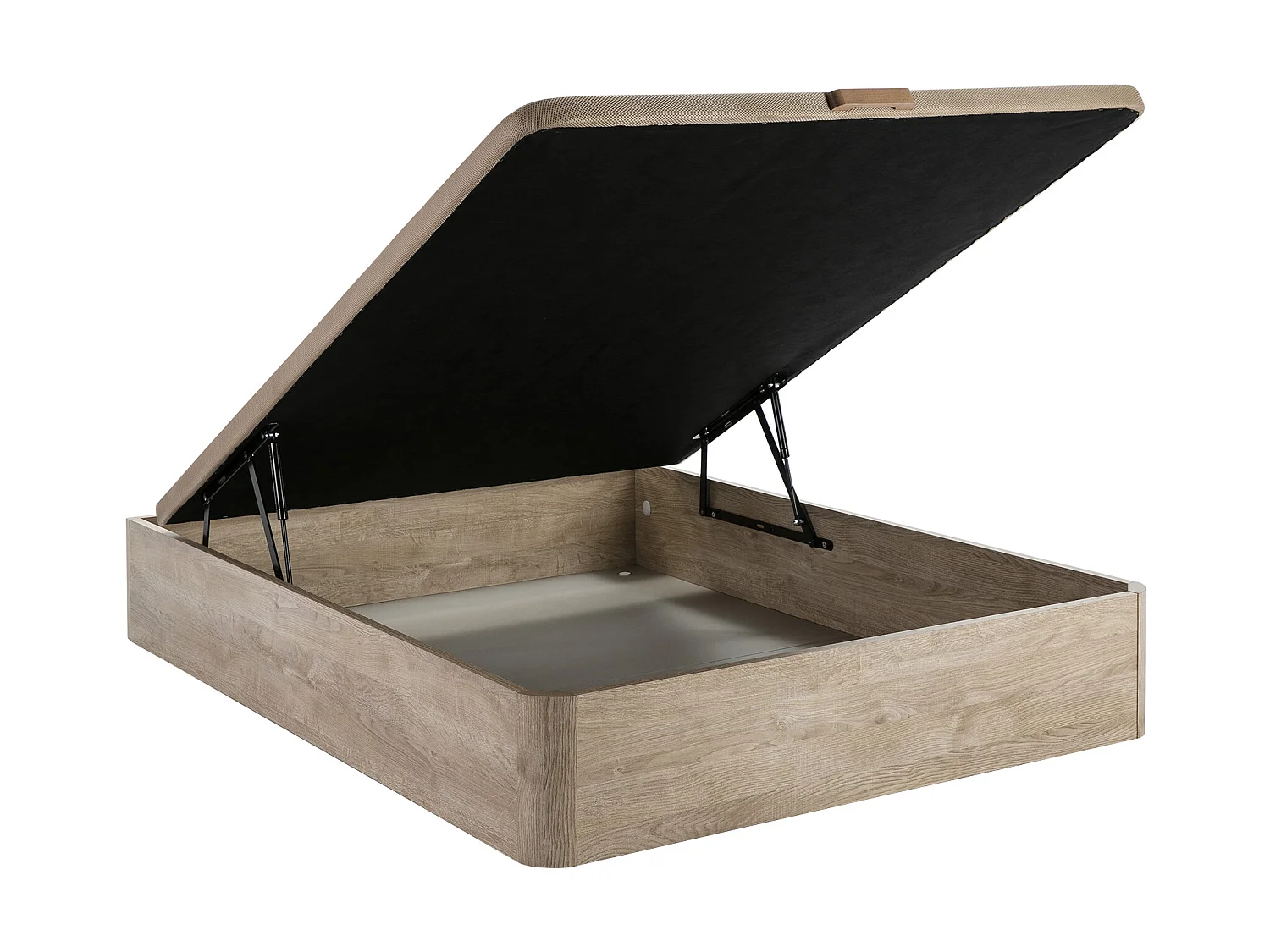 Set aus Bettgestell mit Bettkasten + Federkernmatratze mit Memory Schaum - 140 x 190 cm - Stärke 15 cm - Holzfarben hell - WOLKENLOS von YSMÉE