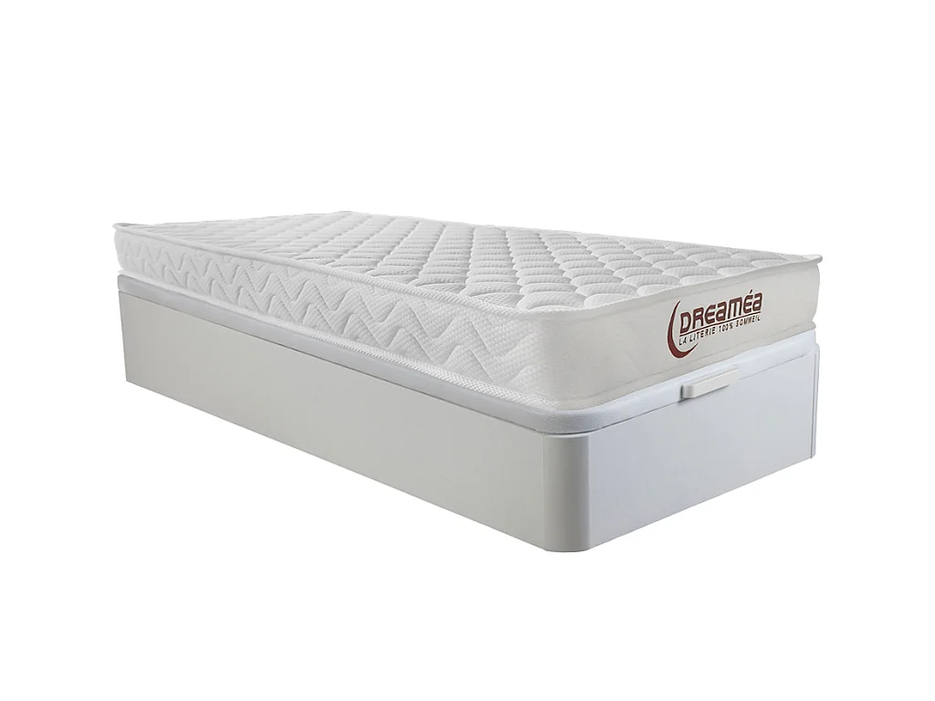 Ensemble 90 x 190 cm sommier coffre blanc + matelas mémoire de forme ép.15cm - PELOPS de YSMÉE