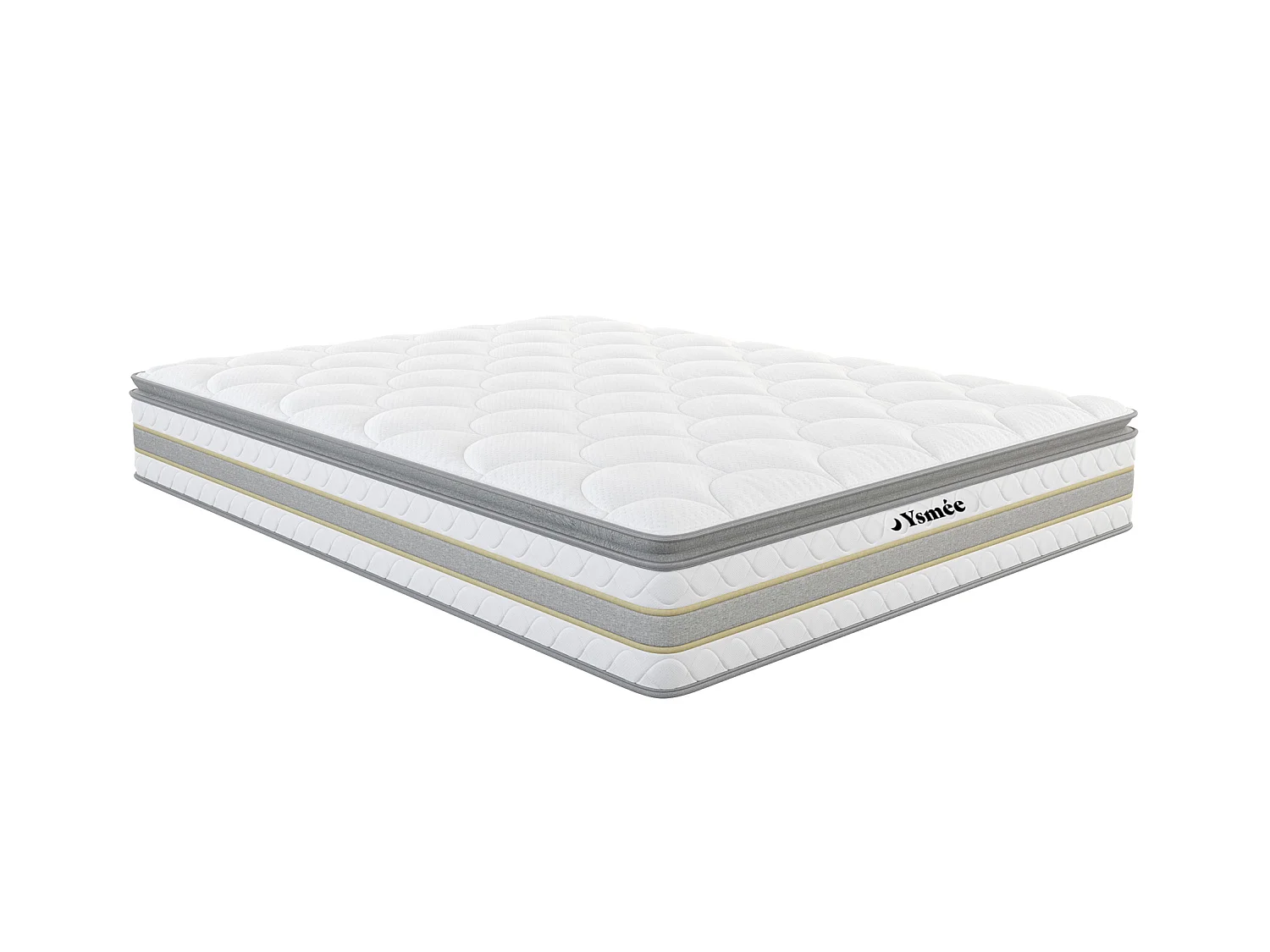 Conjunto 160 x 200 cm somier arcón blanco + colchón de muelles ensacados y topper integrado de 29 cm de grosor - CANTERBURY de YSMÉE