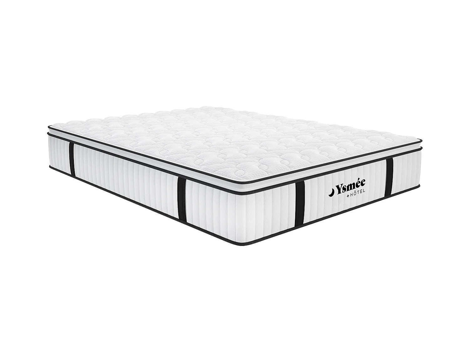 Ensemble 160 x 200 cm sommier coffre blanc + matelas anti-feu ressorts ensachés et surmatelas intégré ép.28cm - DELICE de YSMÉE HÔTEL