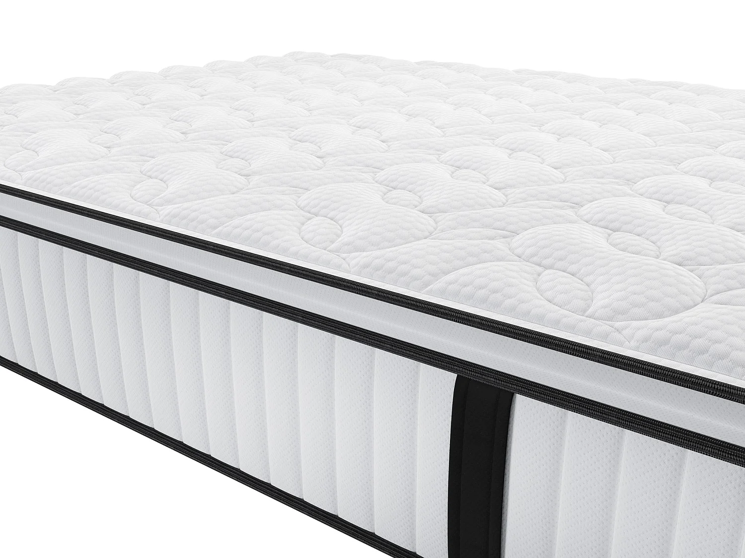 Ensemble 160 x 200 cm sommier coffre blanc + matelas anti-feu ressorts ensachés et surmatelas intégré ép.28cm - DELICE de YSMÉE HÔTEL