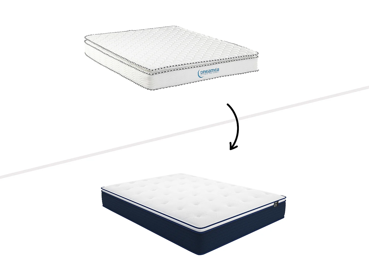 Ensemble 180 x 200 cm sommier coffre naturel clair + matelas ressorts ensachés et surmatelas intégré ép.24cm - ALTIER de YSMÉE