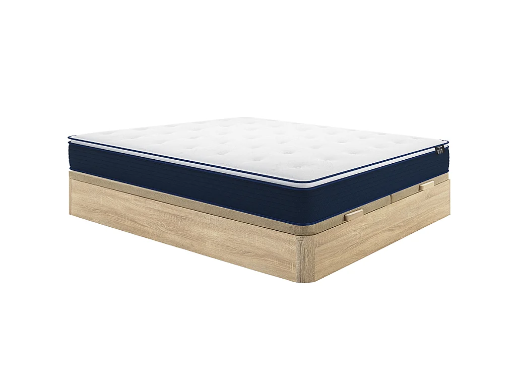 Set 180x200cm Rete vano Naturale chiaro + Materasso molle insac. e topper integrato sp.24cm - ALTIER di YSMÉE