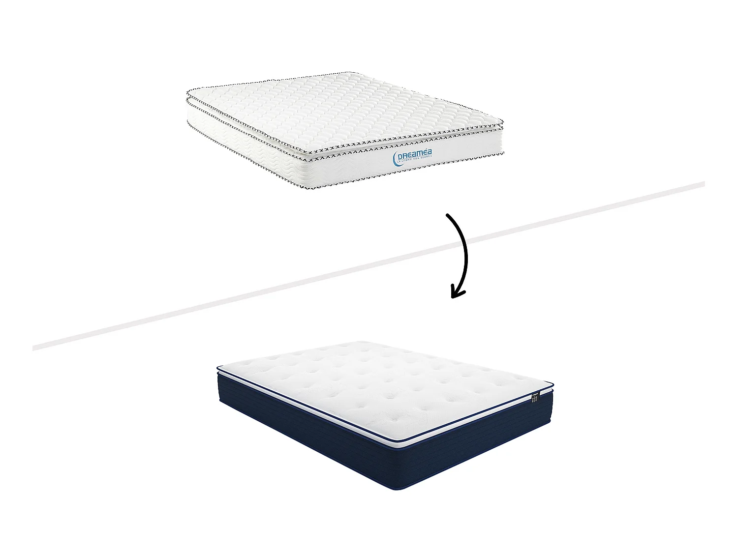 180 x 200 cm sett med lys naturlig oppbevaringsseng + pocketfjærmadrass og integrert overmadrass, tykkelse 24 cm - ALTIER fra YSMÉE