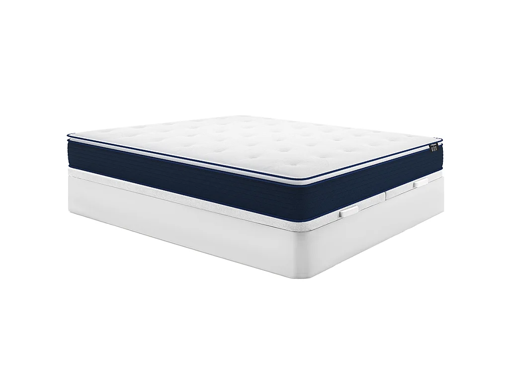 Set 180x200cm Rete contenitore Bianco + Materasso molle insac. e topper integrato sp.24cm - ALTIER di YSMÉE