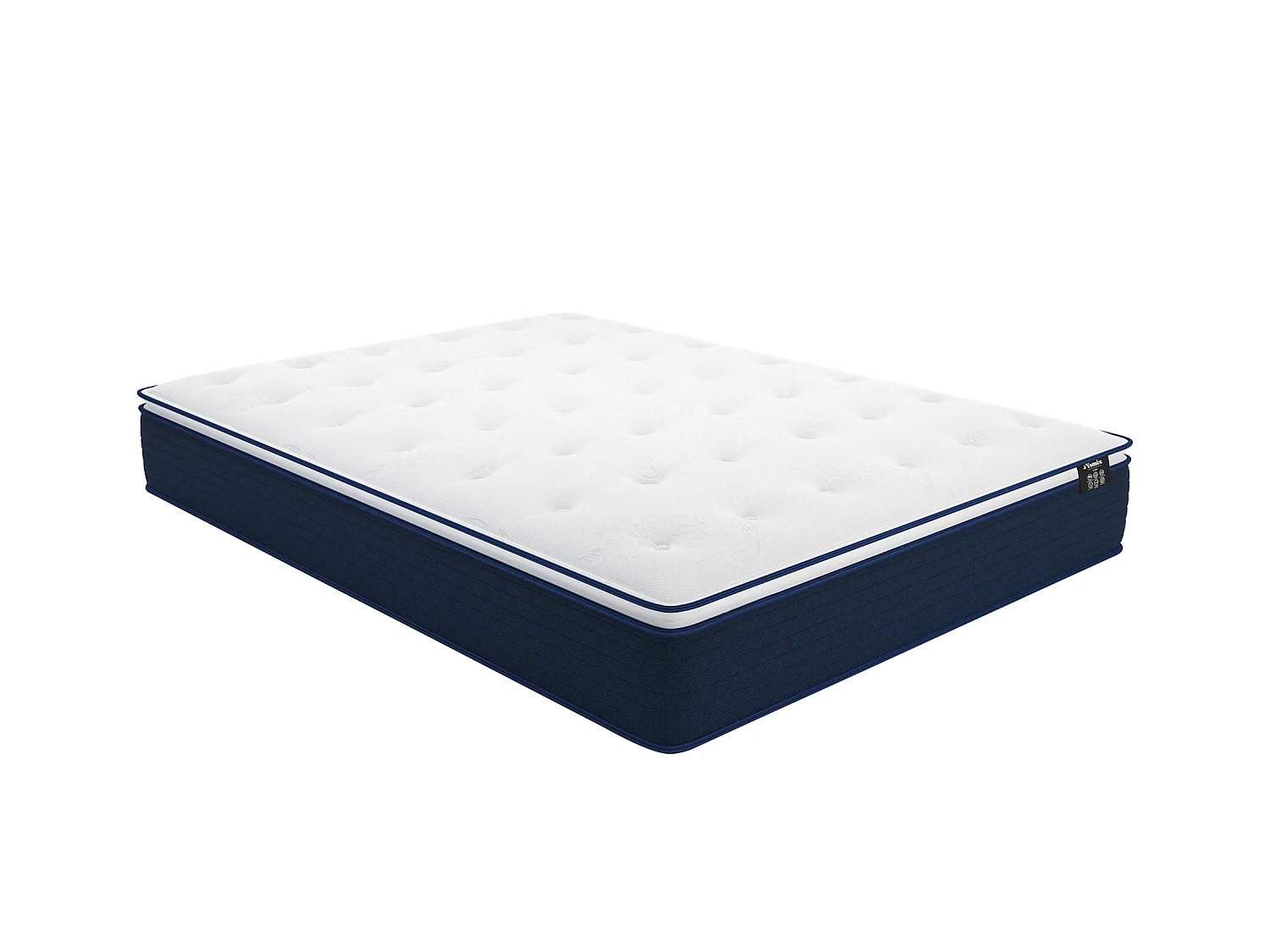 Sett 180 x 200 cm hvit oppbevaringsseng + posefjedre madrass og integrert overmadrass med tykkelse 24 cm - ALTIER fra YSMÉE