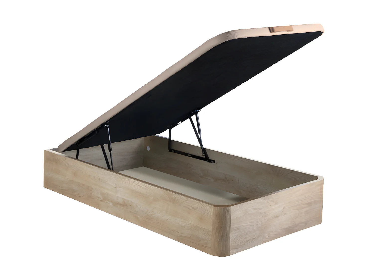 Set aus Bettgestell mit Bettkasten + Taschenfederkernmatratze & Topper - 90 x 190 cm - Stärke 24 cm - Holzfarben hell - ALTIER von YSMÉE