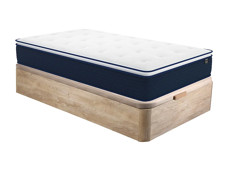 Set 90x190cm Rete vano Naturale chiaro + Materasso molle insac. e topper integrato sp.24cm - ALTIER di YSMÉE