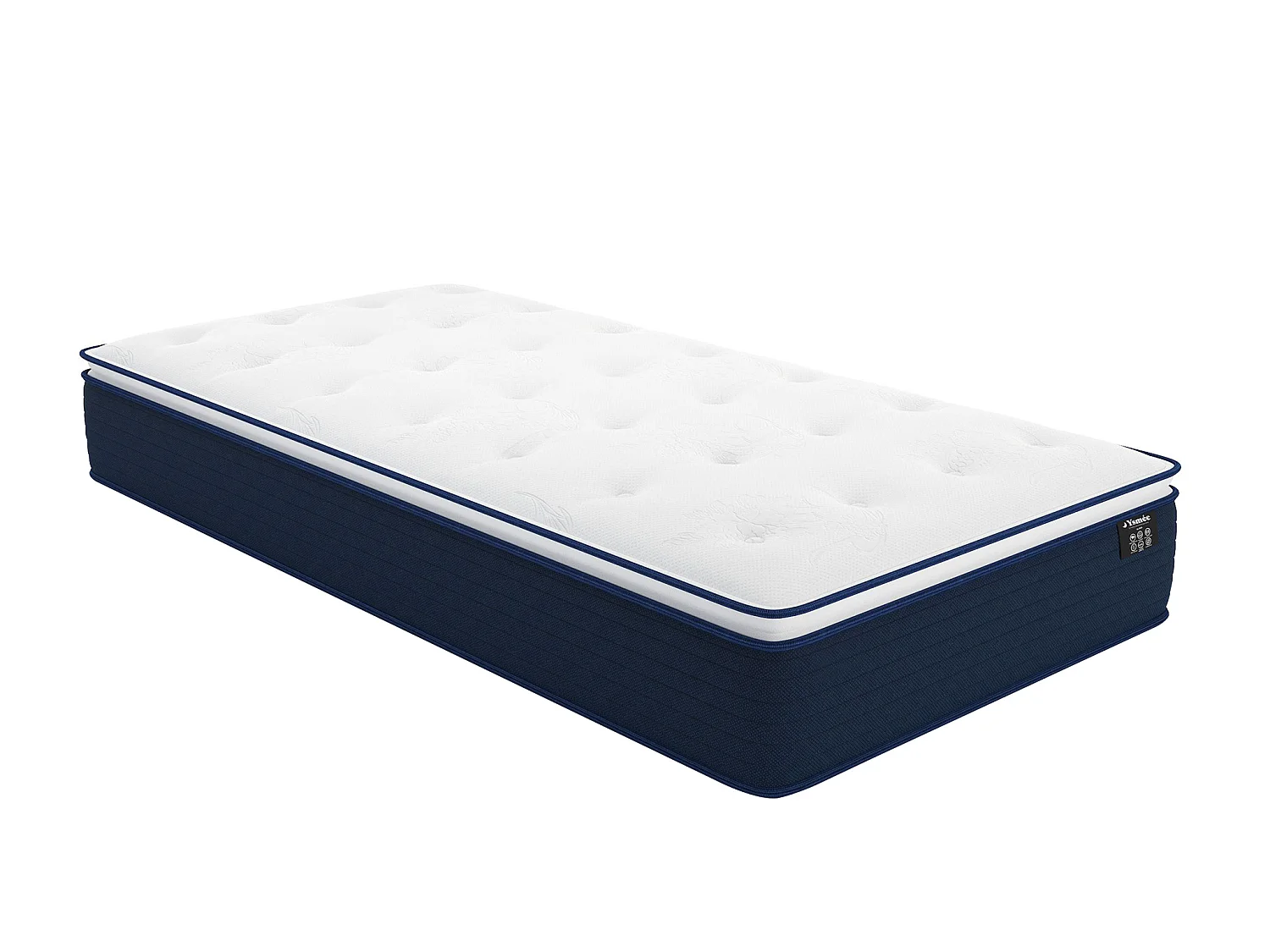 Ensemble 90 x 190 cm sommier coffre blanc + matelas ressorts ensachés et surmatelas intégré ép.24cm - ALTIER de YSMÉE