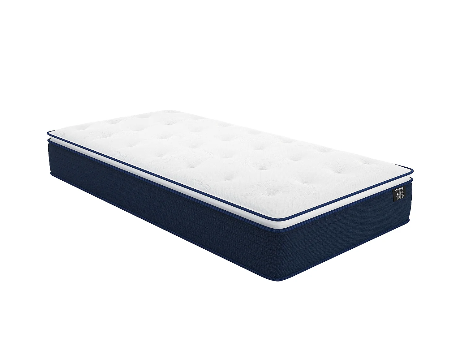 Zestaw 90 x 190 cm stelaż ze skrzynią biały + materac o grub. 24 cm ze sprężynami kieszeniowymi i zintegrowaną nakładką - ALTIER marki YSMÉE