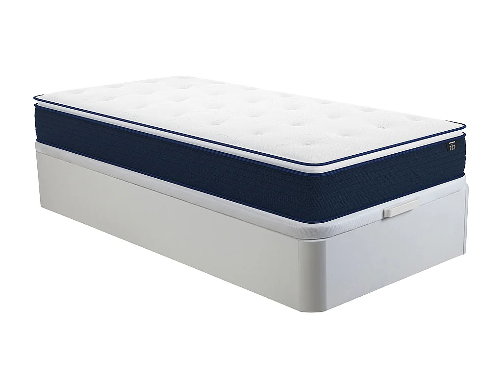 Set 90x190cm Rete contenitore Bianco + Materasso molle insac. e topper integrato sp.24cm - ALTIER di YSMÉE