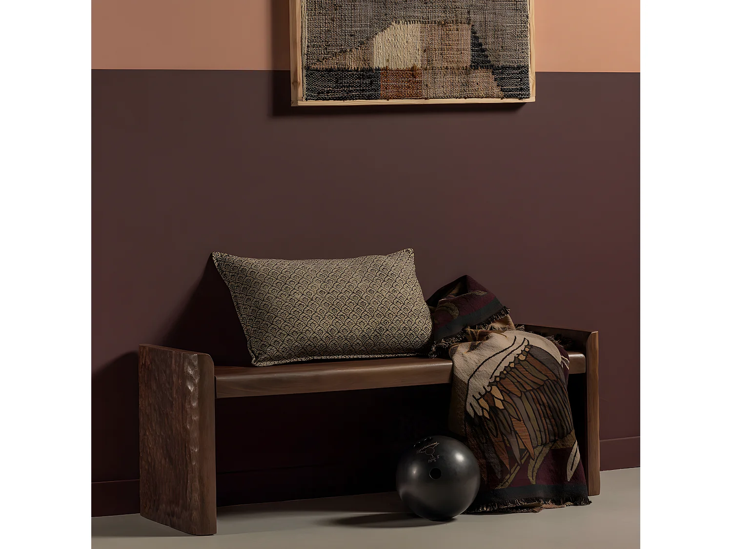 Prop - Banc en bois L120cm - Bois foncé