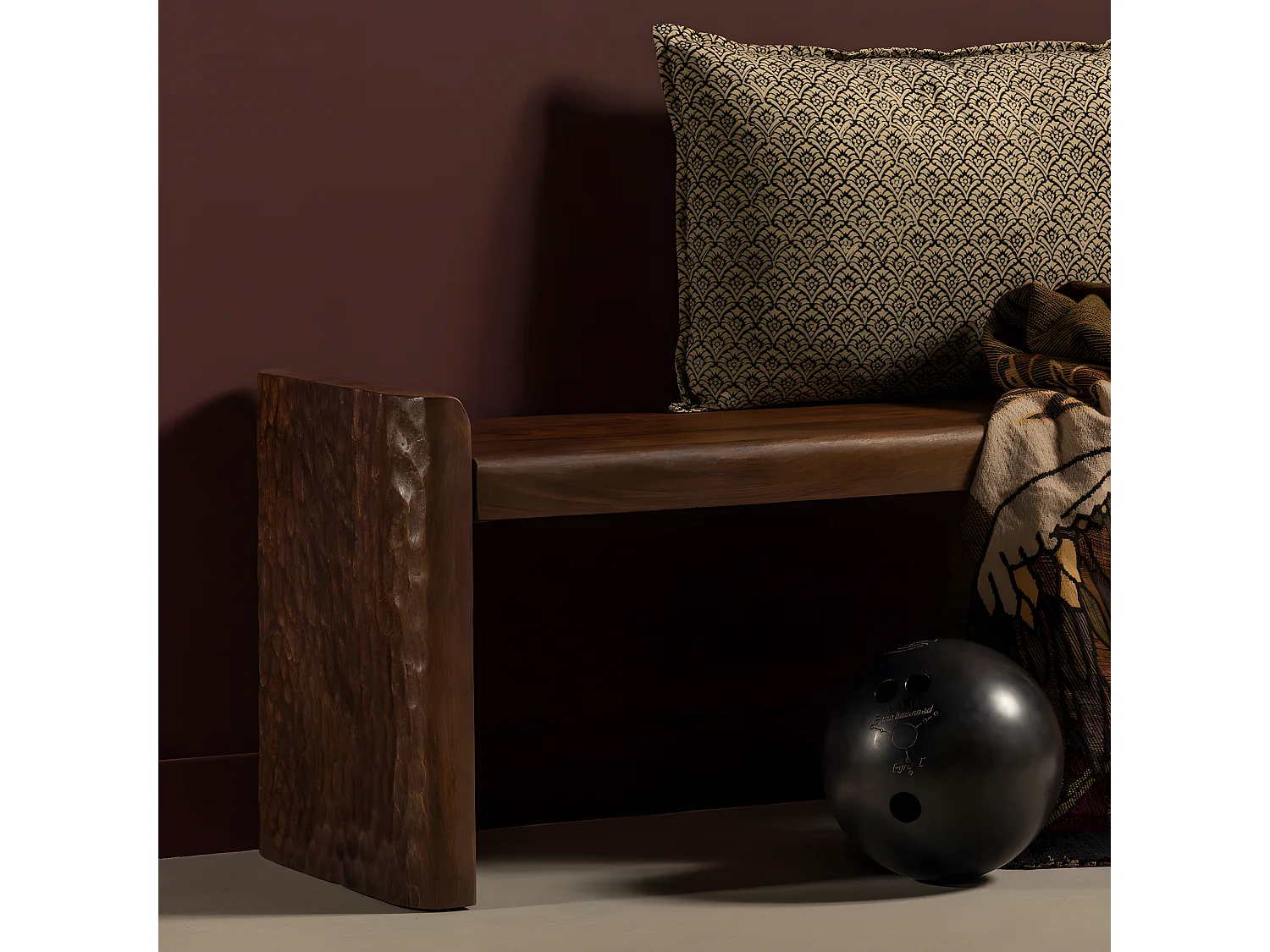 Prop - Banc en bois L120cm - Bois foncé