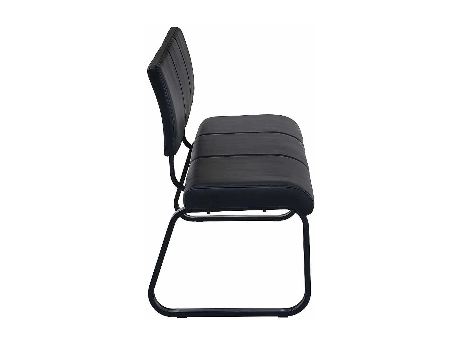 Banc design VILAS siège avec 3 places, banquette d'intérieurau piètement noir et dossier au revêtement synthétique noir