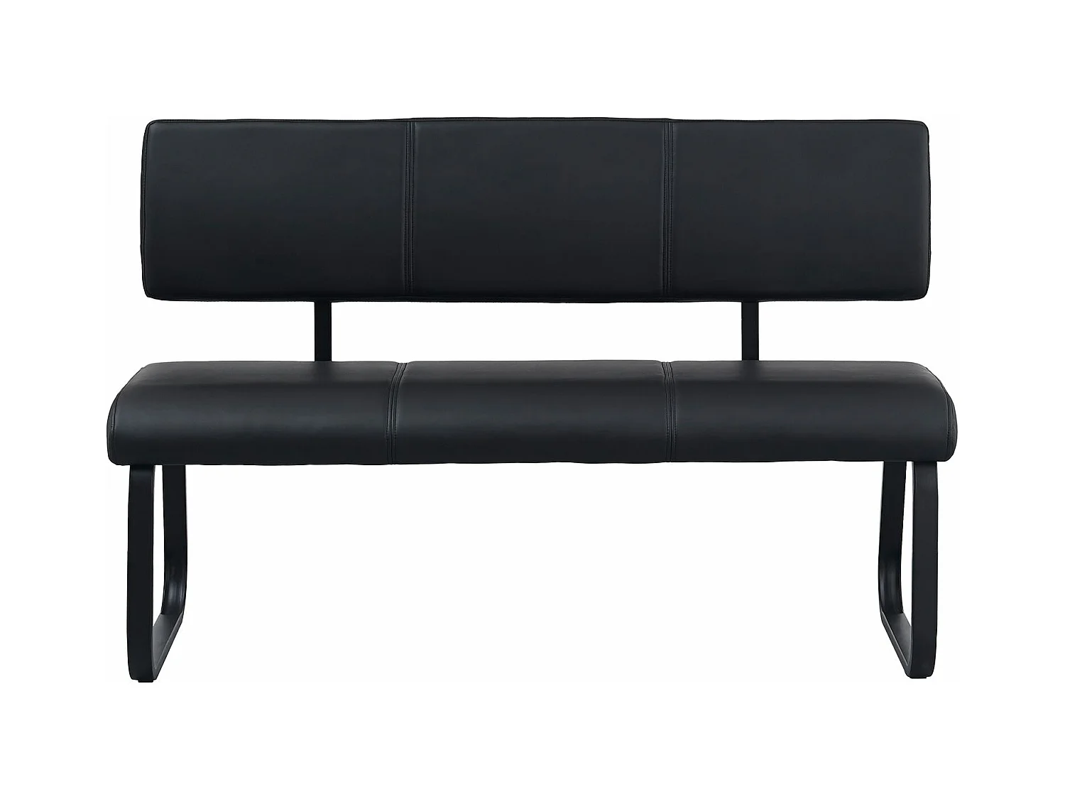 Banc design VILAS siège avec 3 places, banquette d'intérieurau piètement noir et dossier au revêtement synthétique noir