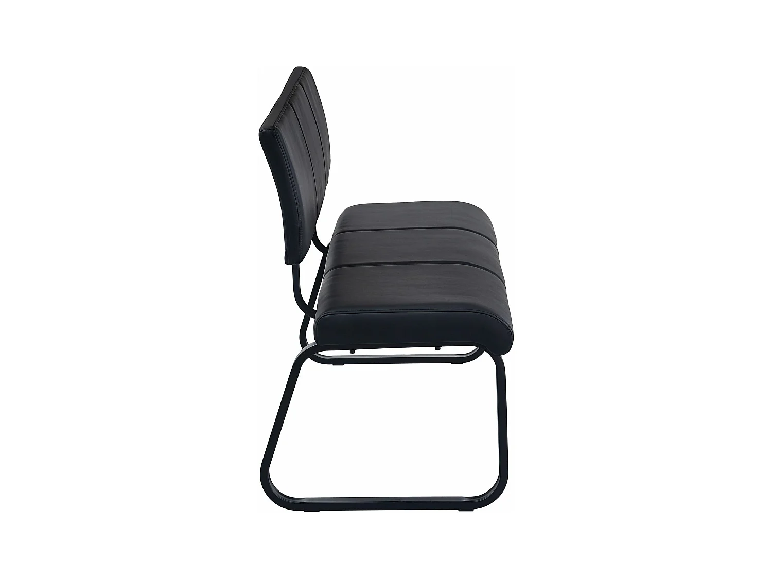 Banc design VILAS siège avec 3 places, banquette d'intérieurau piètement noir et dossier au revêtement synthétique noir