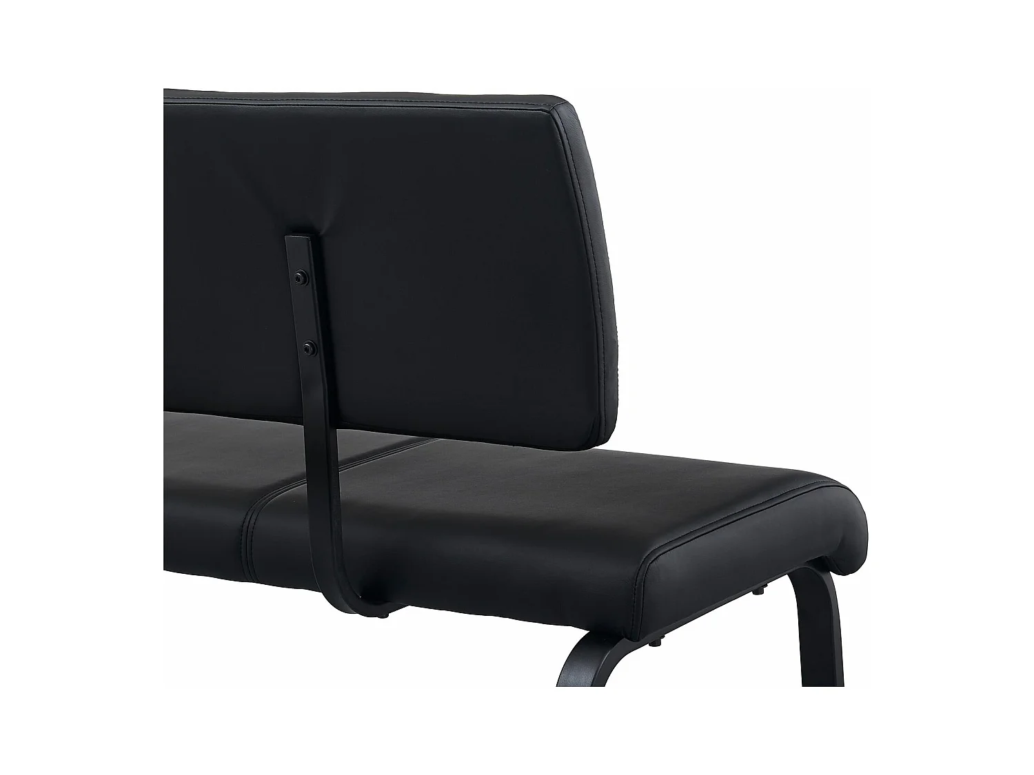 Banc design VILAS siège avec 3 places, banquette d'intérieurau piètement noir et dossier au revêtement synthétique noir
