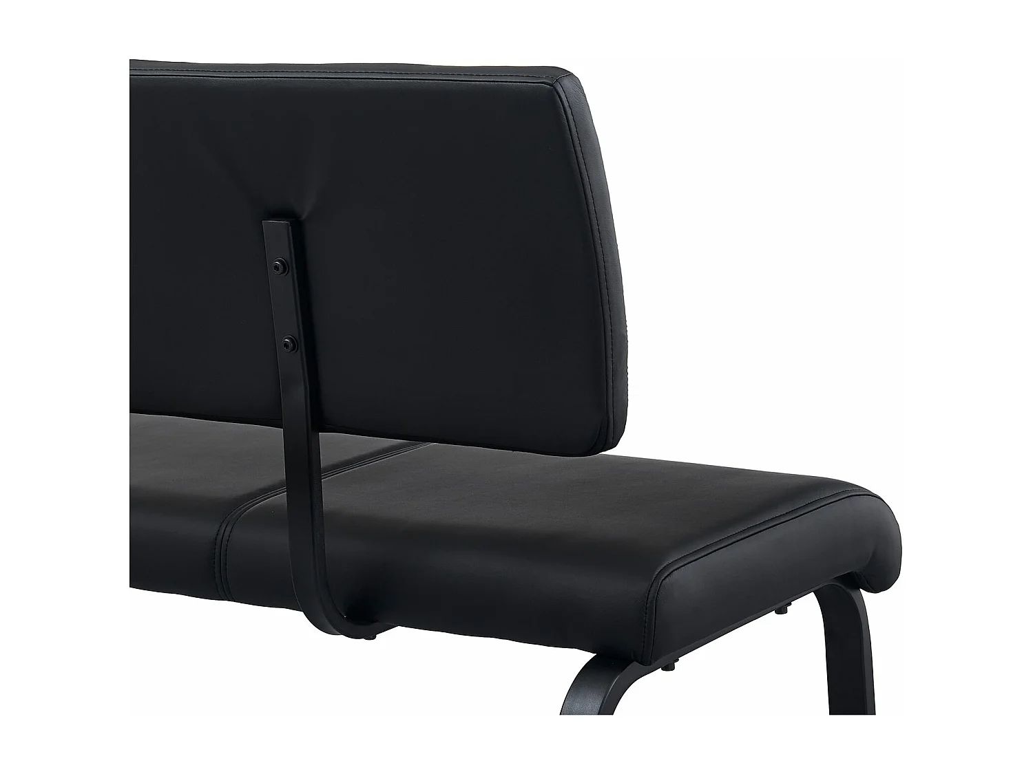 Banc design VILAS siège avec 3 places, banquette d'intérieurau piètement noir et dossier au revêtement synthétique noir