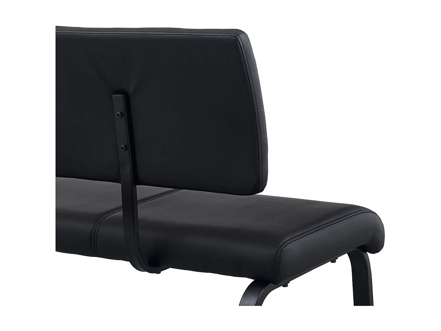 Banc design VILAS siège avec 3 places, banquette d'intérieurau piètement noir et dossier au revêtement synthétique noir