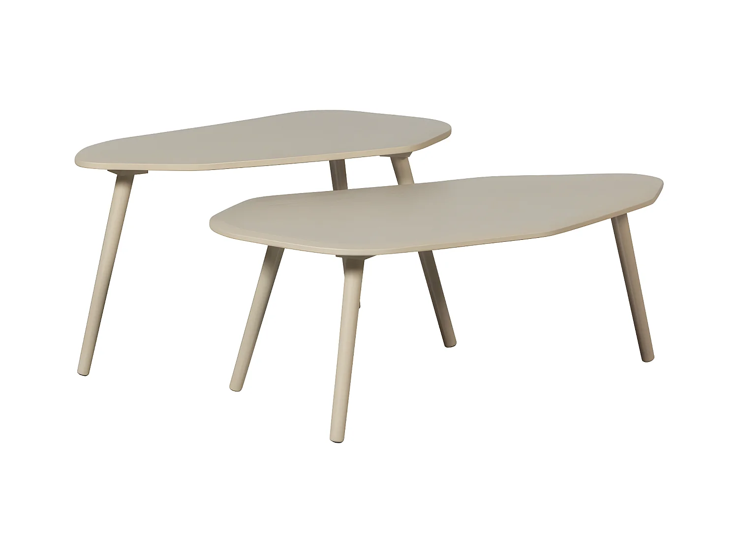 Davina - Lot de 2 tables basses gigognes organiques en bois - Beige
