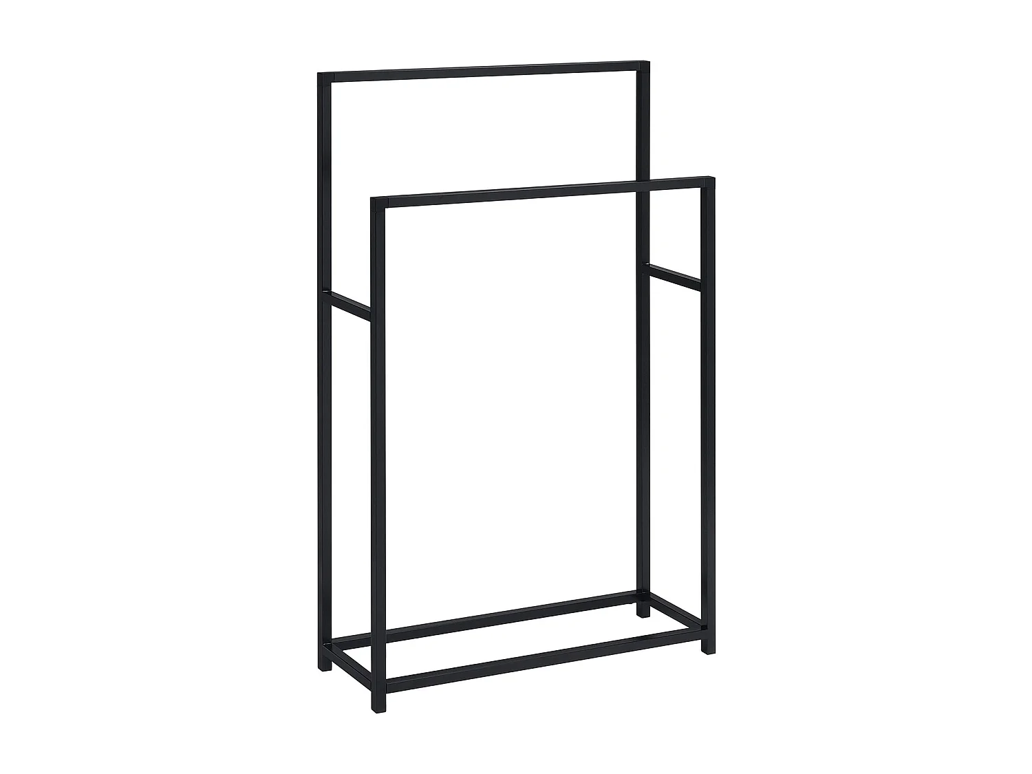 Porte-serviettes sur pied DALIO portant pour linge de salle de bain avec 2 niveaux d'étendage sur différentes hauteurs, métal noir