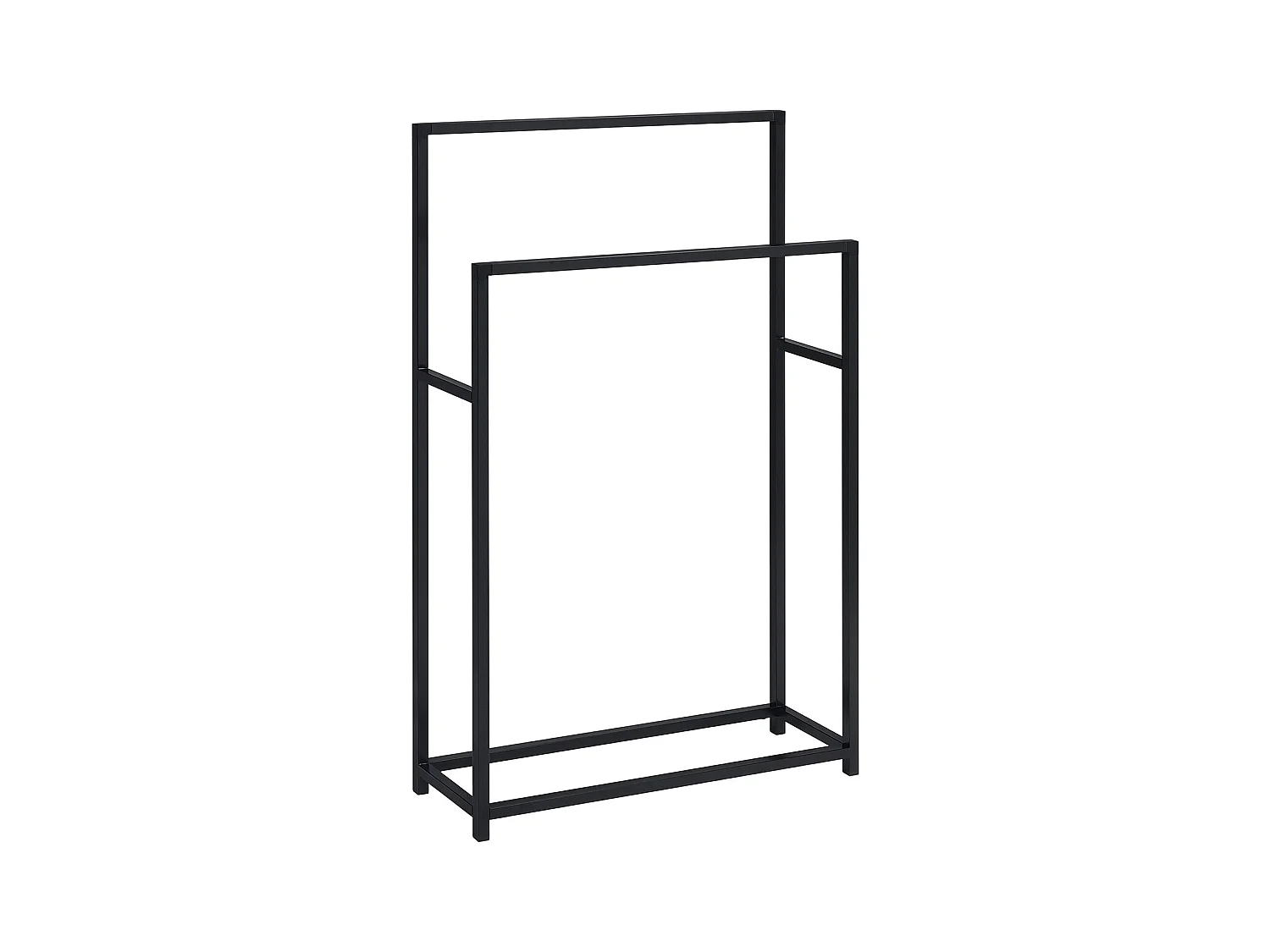 Porte-serviettes sur pied DALIO portant pour linge de salle de bain avec 2 niveaux d'étendage sur différentes hauteurs, métal noir