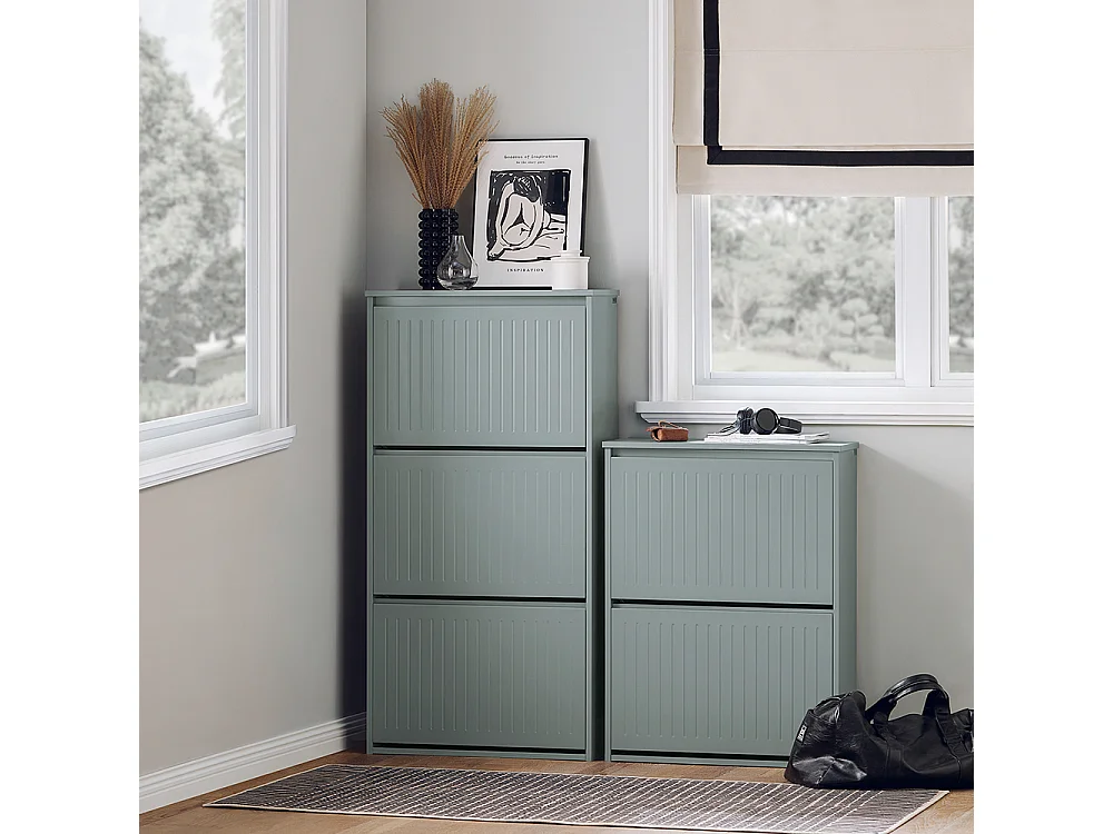 SoBuy Schoenenkast Hal Schoenenopberger met 3 kleppen voor kleine hal, Grijs, LPH 61x26x120 cm, FSR165-H-HG