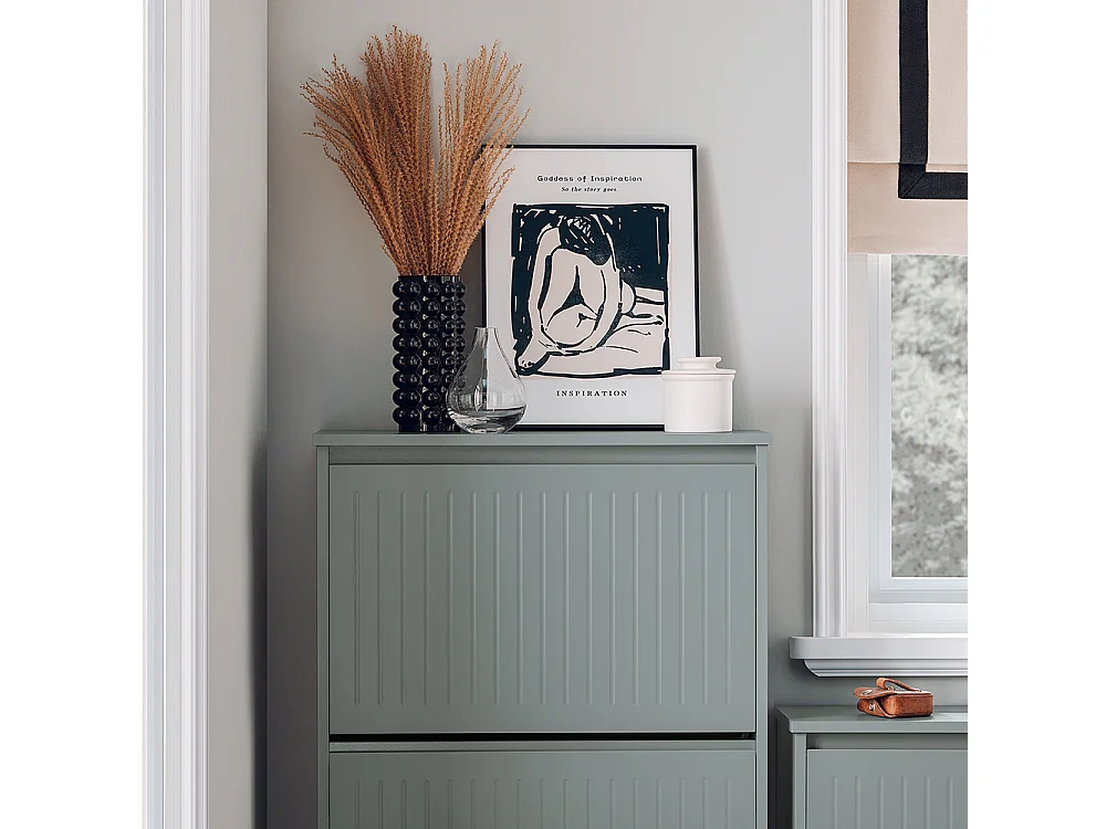 SoBuy Schoenenkast Hal Schoenenopberger met 3 kleppen voor kleine hal, Grijs, LPH 61x26x120 cm, FSR165-H-HG