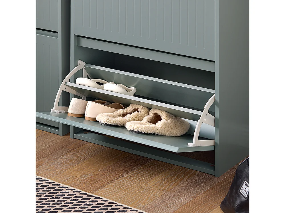 SoBuy Schoenenkast Hal Schoenenopberger met 3 kleppen voor kleine hal, Grijs, LPH 61x26x120 cm, FSR165-H-HG