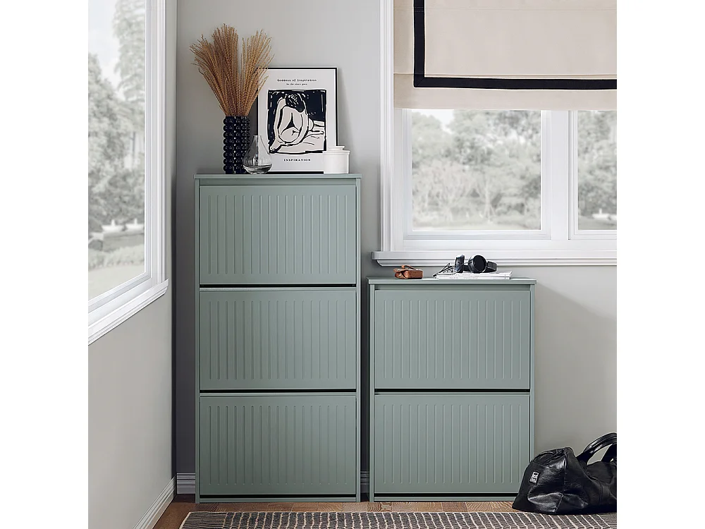 SoBuy Schoenenkast Hal Schoenenopberger met 3 kleppen voor kleine hal, Grijs, LPH 61x26x120 cm, FSR165-H-HG